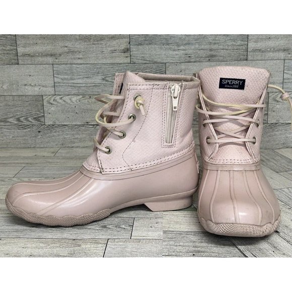 Sperry Girls Saltwater Duck Boots, Blush, Big Kids 3M Pink Side Zipper Rubber‎ - Picture 2 of 8